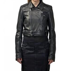 NEW RICK OWENS giacca in pelle cropped luke stooges jacket in black